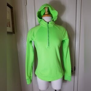 NIKE DRI FIT green long sleeve 1/2 zipper hoodie thumb holes reflecting  markers